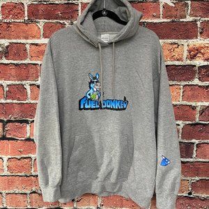 Fuel Donkey Hoodie Pullover Sweatshirt Men Size XL Sweater Gray Hooded Print